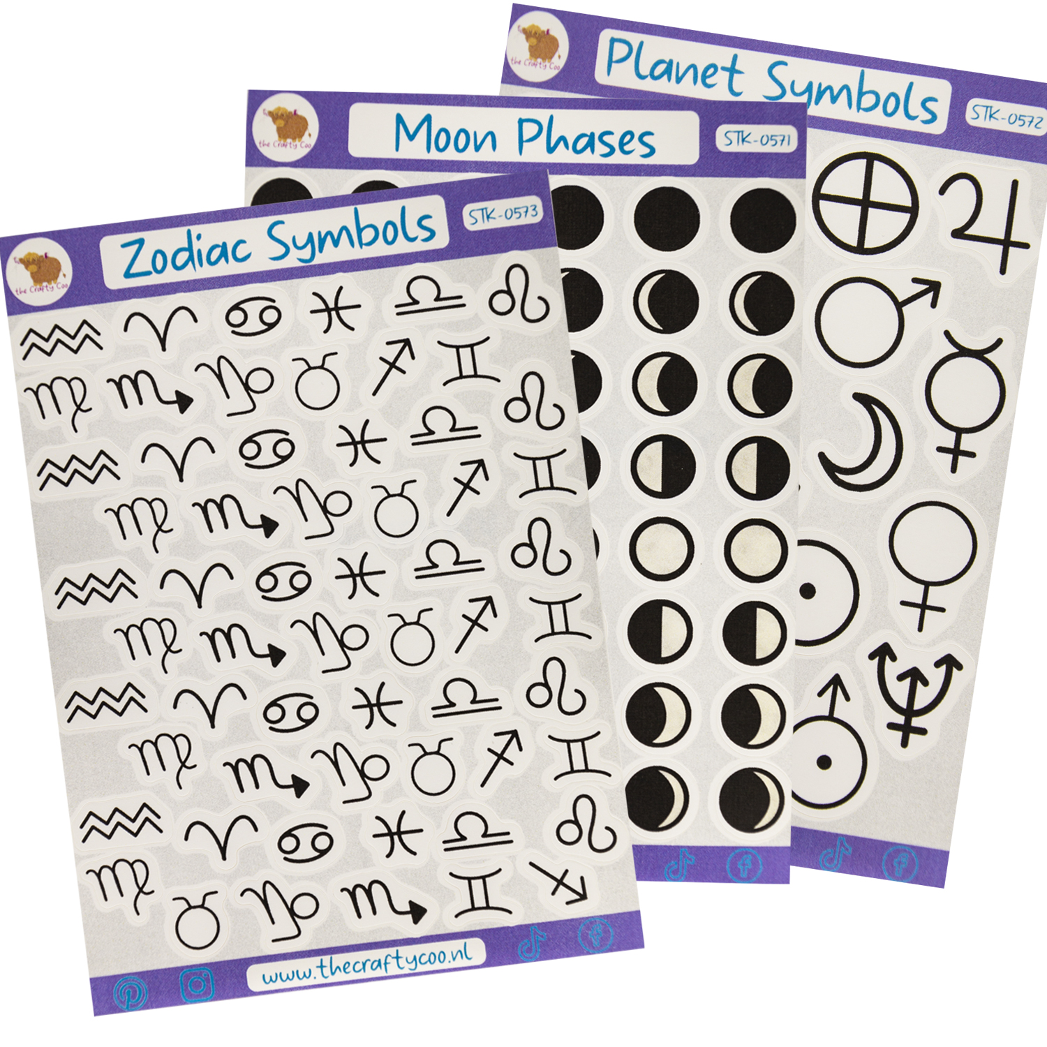 Planner bundel Zodiac, Moon Phases en Planet Symbols