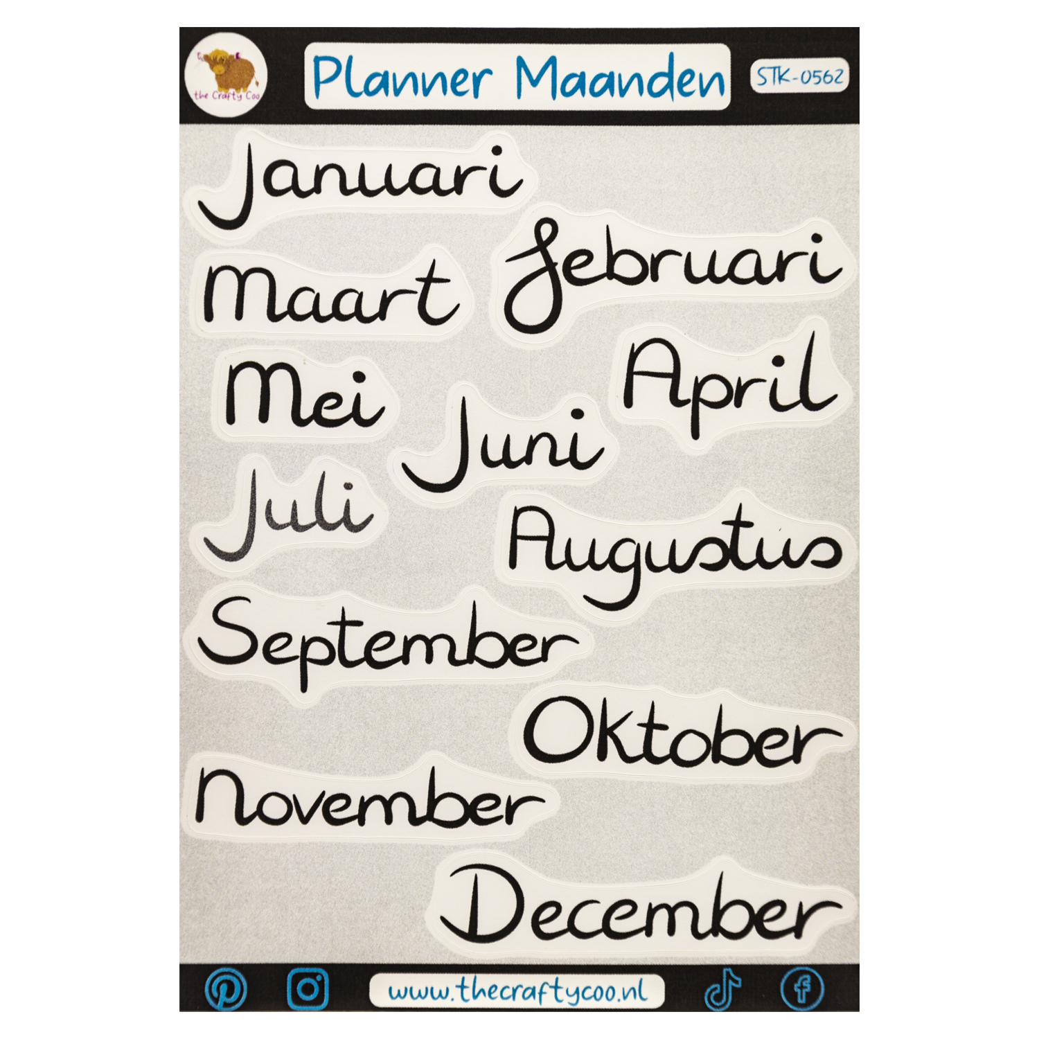 Planner bundel Maanden, Weekdagen en nummers Hoofdletters