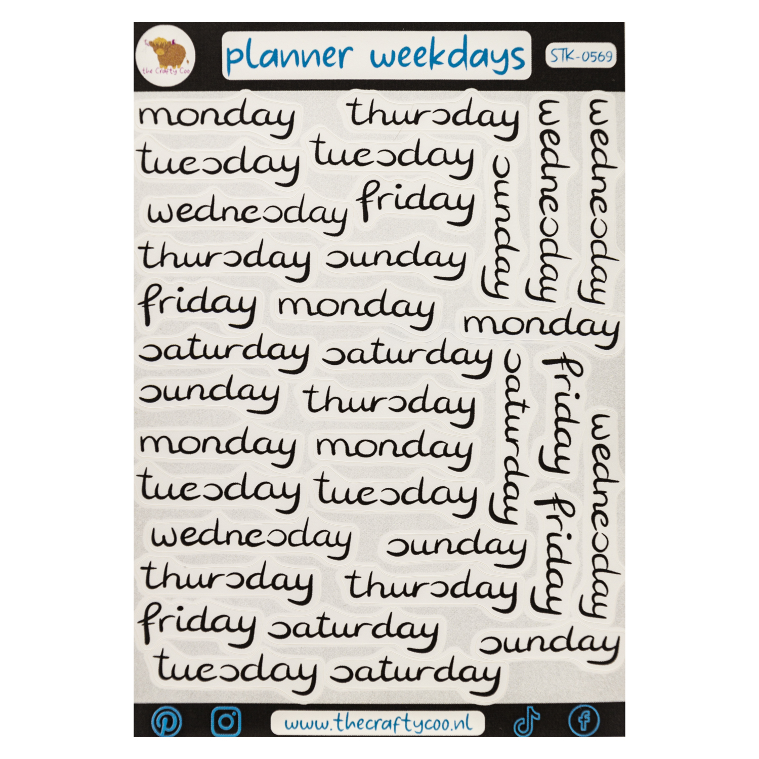 Planner stickers weekdays – small print